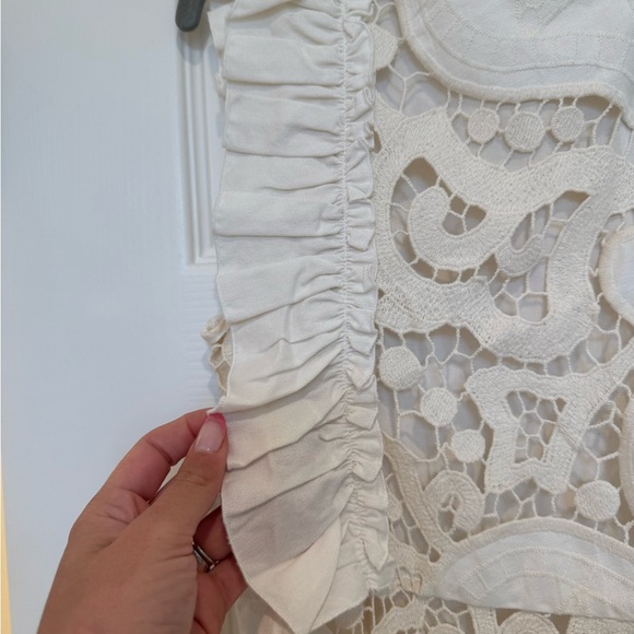 K1. See by Chloe White Ruffle Smocked Lace Dress Paisley Ruffle - Picture 7 of 11